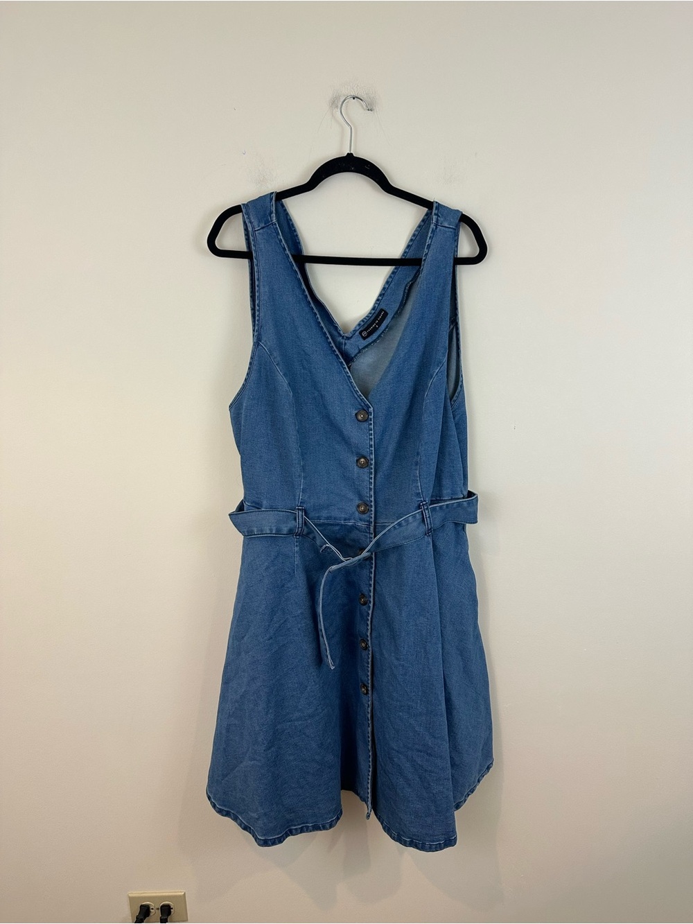 Fashion to Figure Button-Front Denim Dress with Tie Waist Size 3 (3X)